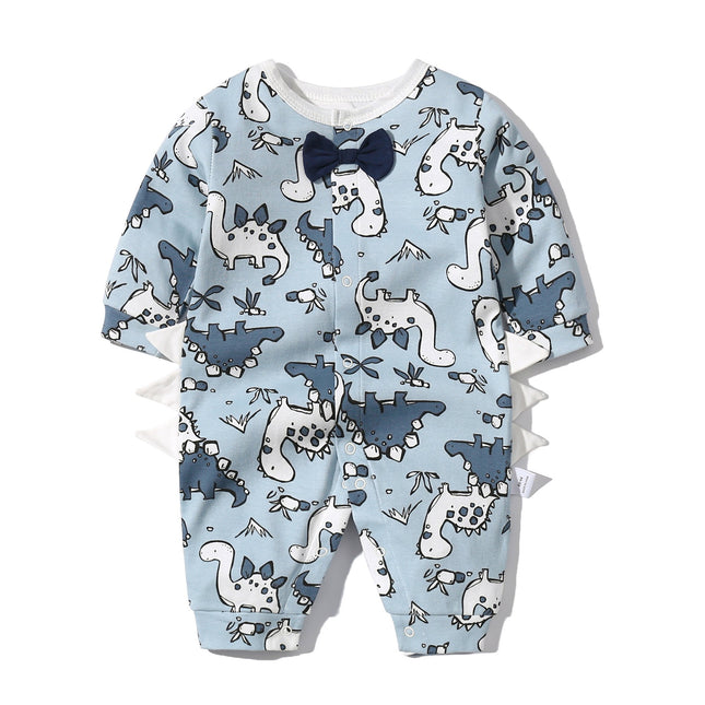 Baby Boy Dinosaur Pattern Bow Tie Patched Design Snap Button Romper Jumpsuit by MyKids-USA™