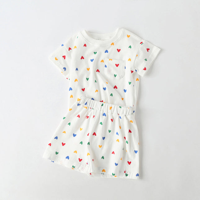 Baby 1pcs Plaid & Heart Pattern Tee Combo Shorts Simply Style Sets by MyKids-USA™