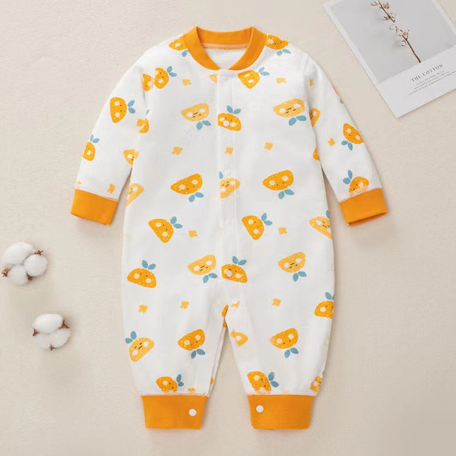 Baby Cartoon Pattern Button Front Design Long Sleeves Cotton Romper by MyKids-USA™