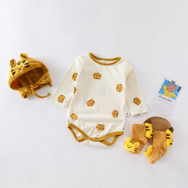 Baby Girl Cat Graphic Long Sleeves Cotton Bodysuit With Hat by MyKids-USA™