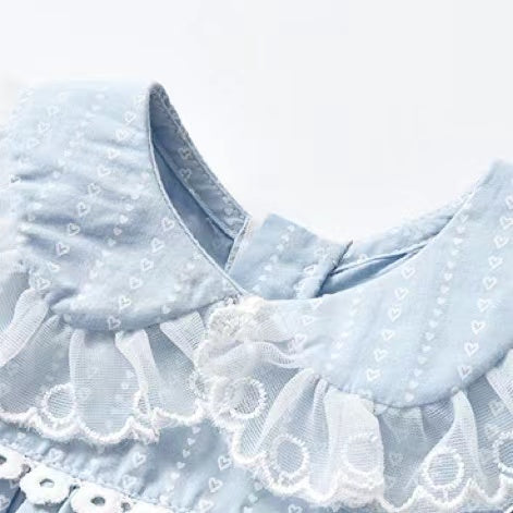Baby Girl Heart Pattern Ruffle Doll Neck Shirt Combo Embroidered Pants Sets by MyKids-USA™
