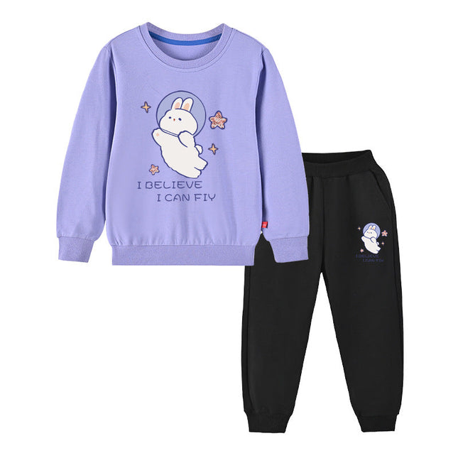 Baby Girl Cute Bunny Graphic Hoodie Combo Loose Trousers Soft Cotton Sets - 2 by MyKids-USA™