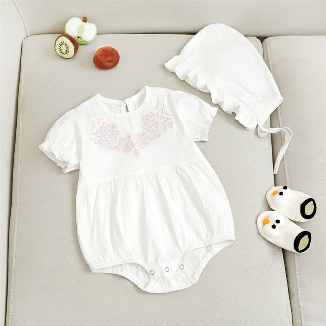Baby 1pcs Flower Embroidered Graphic Puff Sleeves Onesies by MyKids-USA™