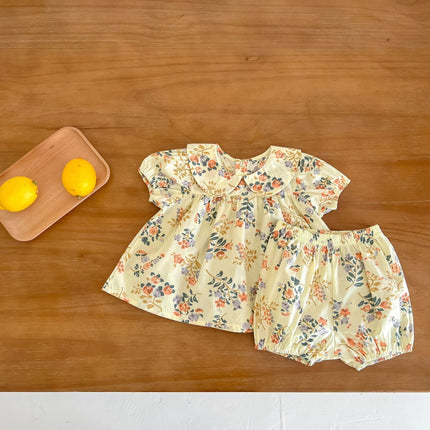 Baby Girl Floral Print Doll Collar Design Tops Combo Shorts Sets In Summer by MyKids-USA™