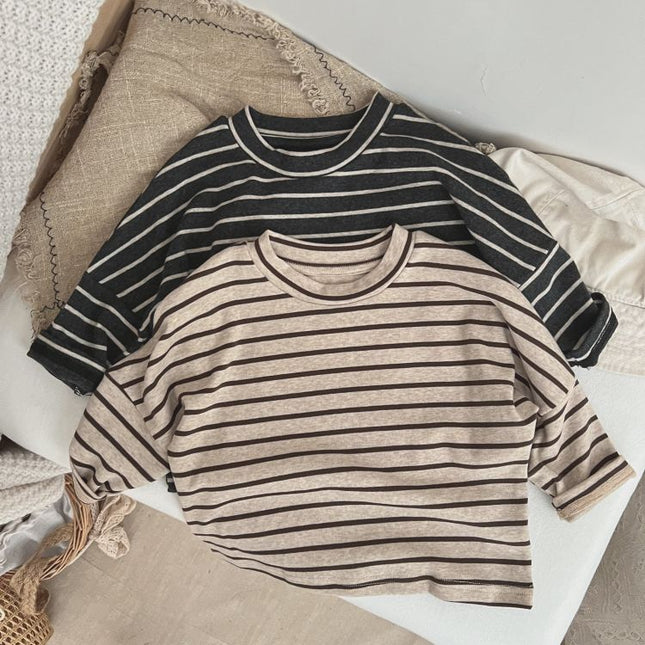 Baby Boys And Girls Striped Pattern O-Neck Long Sleeved Tops by MyKids-USA™