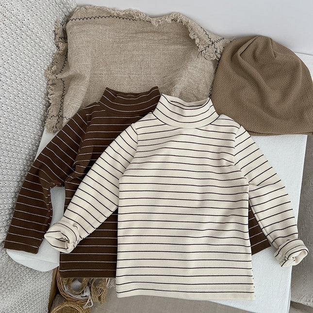 Baby Striped Pattern High Turtle Nack Soft Cotton Comfy Shirt by MyKids-USA™