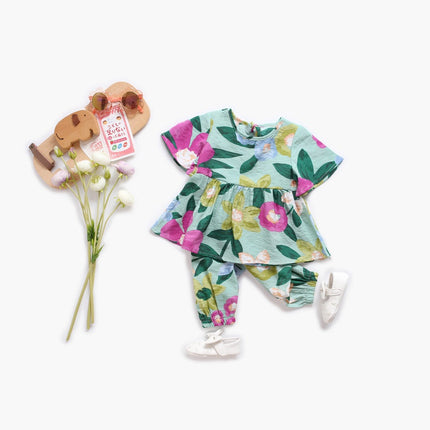 Baby Girl Floral Print O-Neck T-Shirt Combo Trousers 2-Pieces Sets by MyKids-USA™