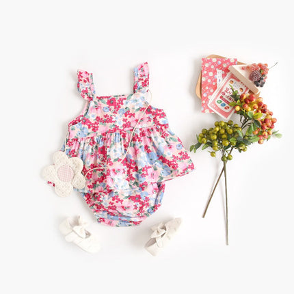 Baby Girl Floral Print Sleeveless Tops Combo Shorts Sets In Summer by MyKids-USA™