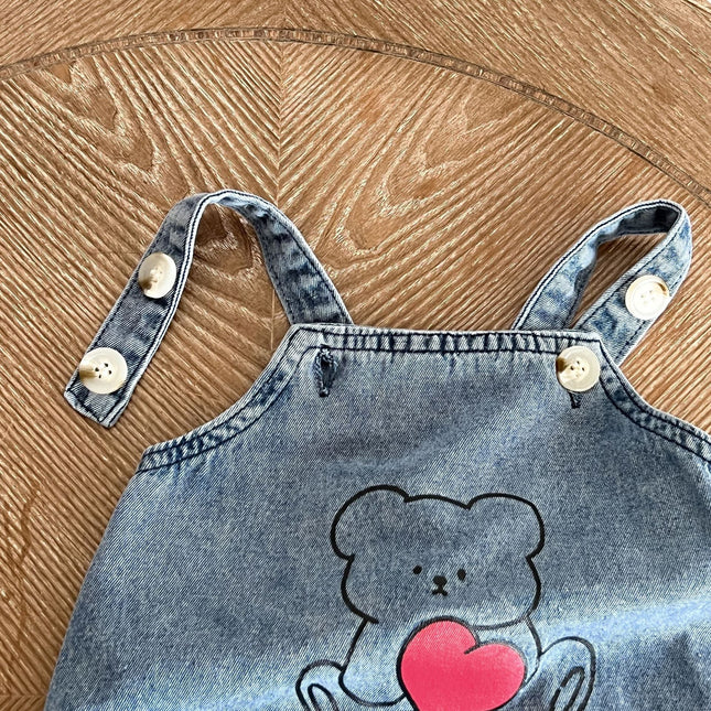 Baby Cartoon Bear Pattern Fashion Denim Strap Oniesies by MyKids-USA™