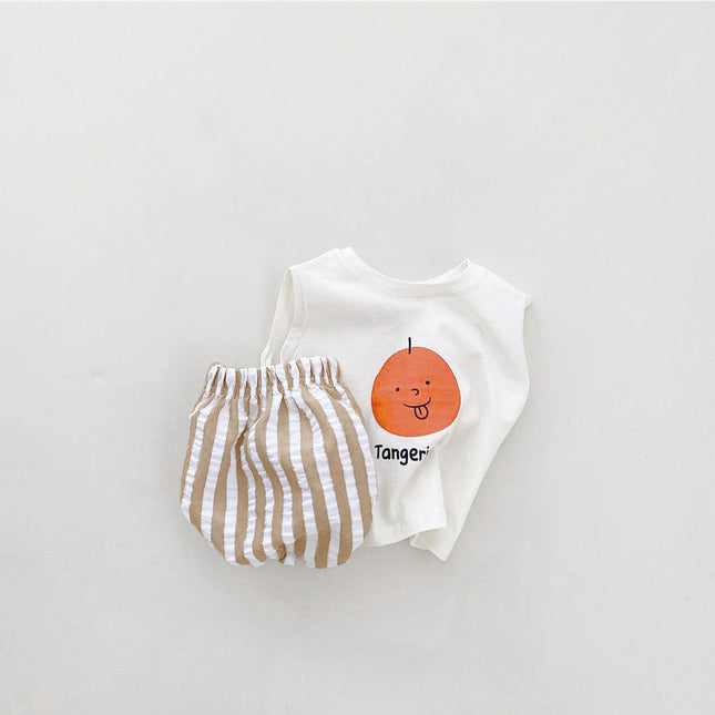 Baby Unisex Fruit Pattern Vest & Striped Pants Sets by MyKids-USA™