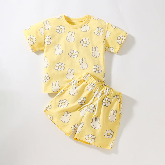 Baby Cartoon Rabbit Pattern Short Sleeve Tops With Shorts Sets by MyKids-USA™