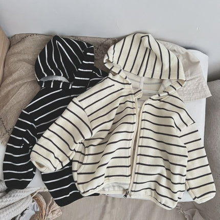 Baby Striped Pattern Single Breasted Design Long Sleeve Coat With Hat by MyKids-USA™