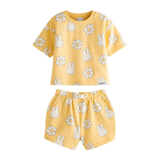 Baby Girl Cartoon Bunny Pattern Short Sleeve Tops With Shorts Sets by MyKids-USA™