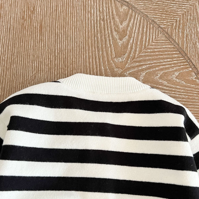 Baby Striped Pattern Simple Style Knit Cardigan With Triangle Short Sets by MyKids-USA™