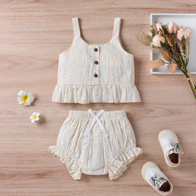 Baby Girl Floral Print Ruffle Hem Design Tops Combo Shorts Sets by MyKids-USA™