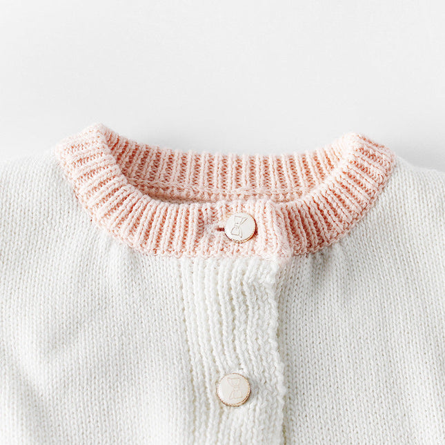 Baby Girl 1pcs Contrast Longsleeve Knit Bodysuit & Cardigan 1-Pieces Sets by MyKids-USA™