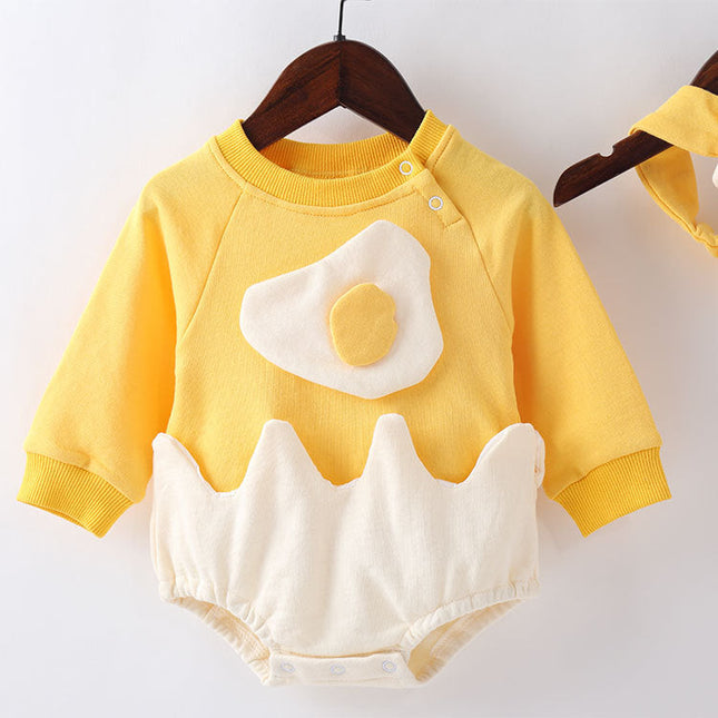 Baby Cartoon Egg Shape Design Long Sleeved Cute Bodysuit With Headband by MyKids-USA™