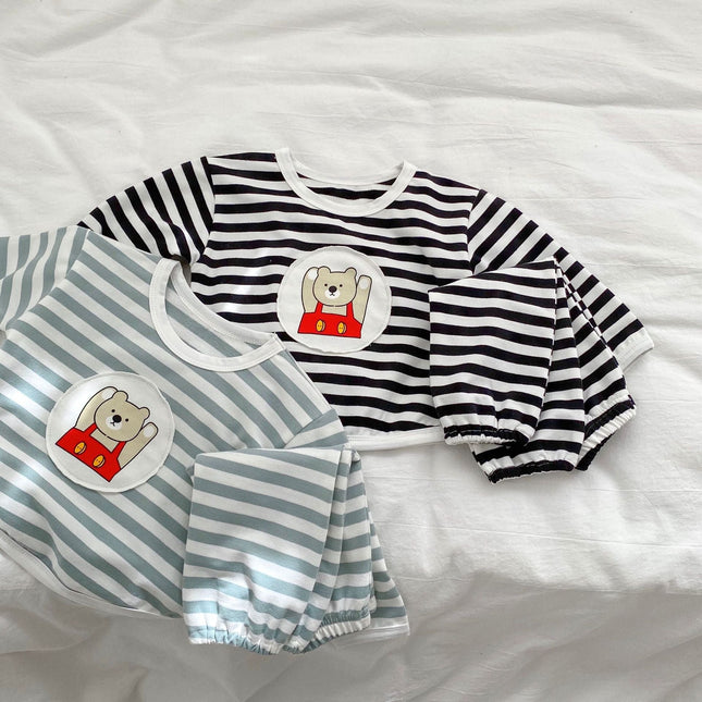 Baby Striped Pattern Cartoon Design Hoodies 2 Pieces Sets by MyKids-USA™