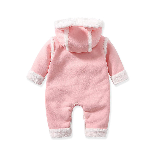 Baby Cute Long Sleeve Design Solid Color Thicken Warm Rompers With Hat by MyKids-USA™