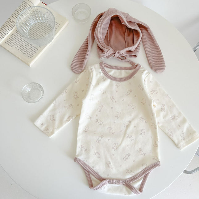Baby Cute Bunny Graphic Long Sleeves Soft Cotton Bodysuit & Hat by MyKids-USA™