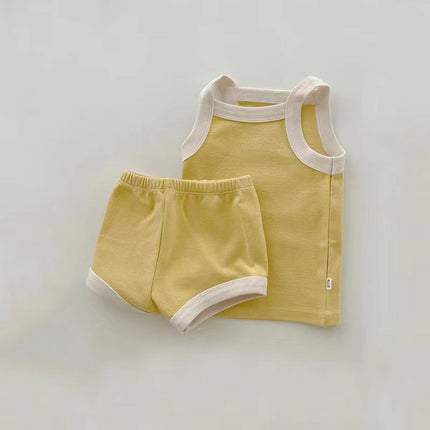 Baby Girl Solid Color Thin Style Pure Cotton Vest Combo Shorts 2 Pieces Sets Home Clothes by MyKids-USA™