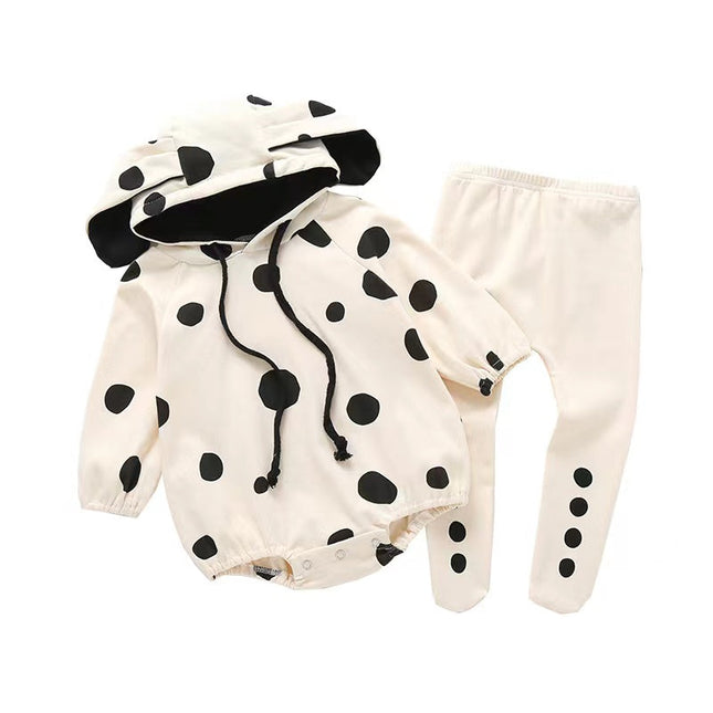 Baby Polka Dot Pattern Onesies With Hat Combo Solid Trousers Sets by MyKids-USA™