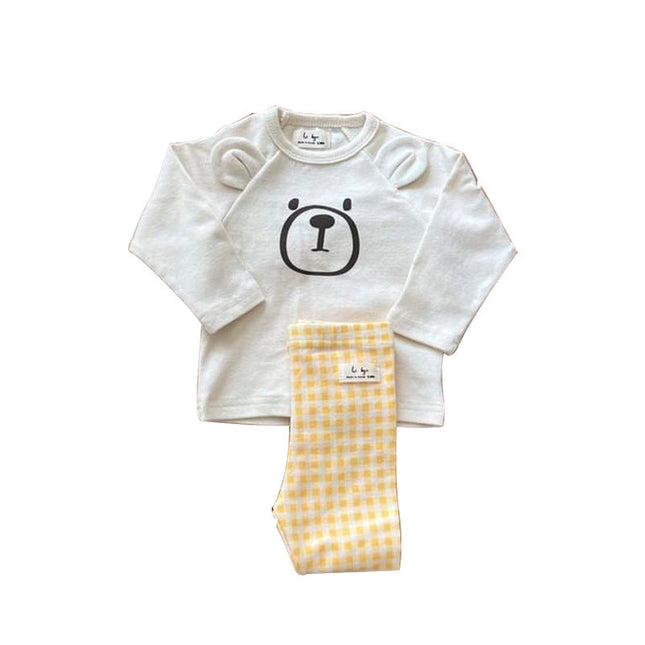 Baby Cute Bear Pattern Shirt Combo Plaid Pattern Pants Sets Home Clothes by MyKids-USA™