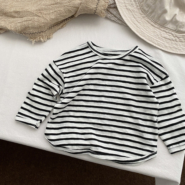 Baby Striped Graphic Long Sleeve Soft Cotton Loose Shirt by MyKids-USA™