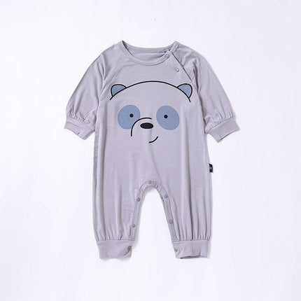 Baby Cartoon Bear Graphic Long Sleeve Soft Cotton Rompers by MyKids-USA™
