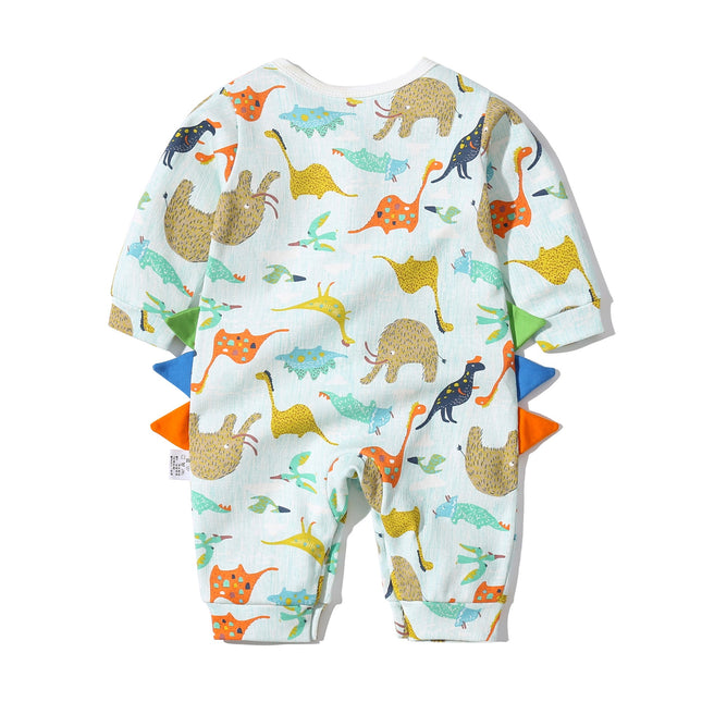 Baby Boy Dinosaur Pattern Bow Tie Patched Design Snap Button Romper Jumpsuit by MyKids-USA™