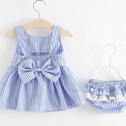 Baby Girl Striped Pattern Dress Combo Short Pants In Sets by MyKids-USA™