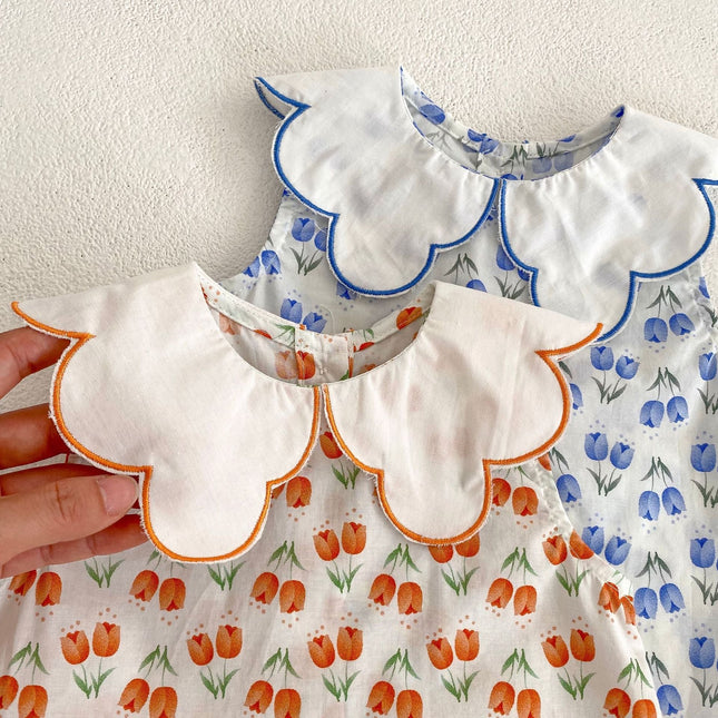 Baby Girl Floral Pattern Ruffle Neck Shirt Combo Shorts Sets by MyKids-USA™