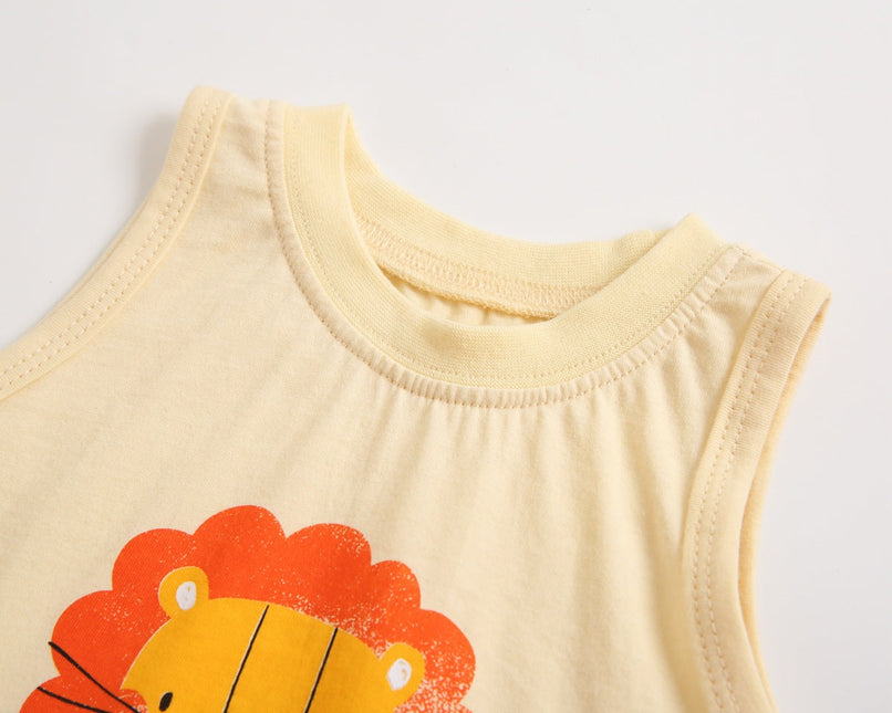 Baby Boy And Girl Animal Tiger Print Sleeveless Top Combo Shorts  Sets by MyKids-USA™