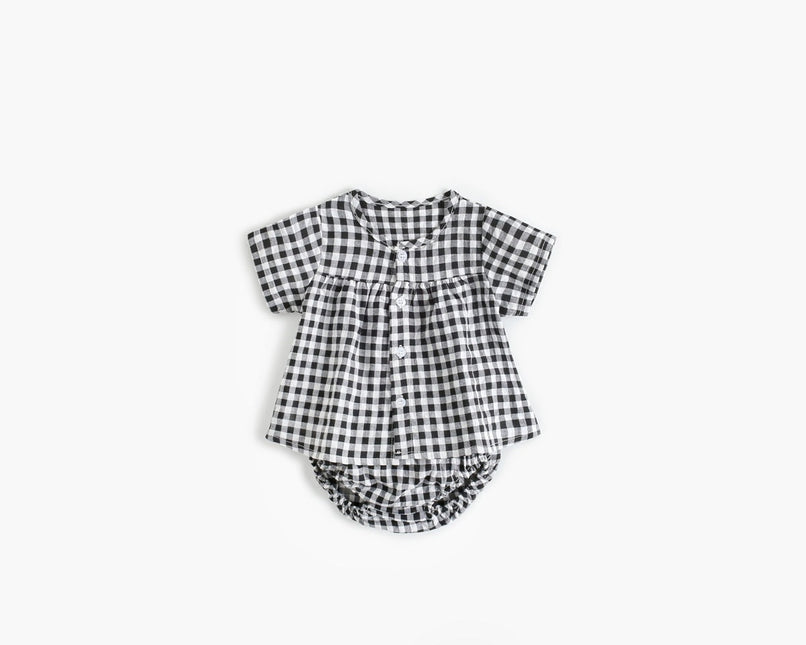 Baby Girl Plaid Pattern Single Breasted Design Shirt Combo Shorts Sets by MyKids-USA™
