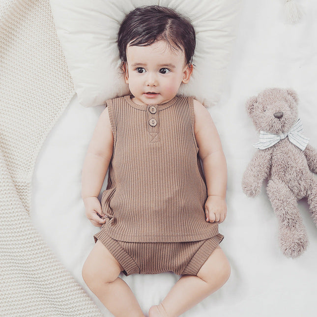 Baby Soft Cotton Sleeveless Vest With Shorts Sets by MyKids-USA™