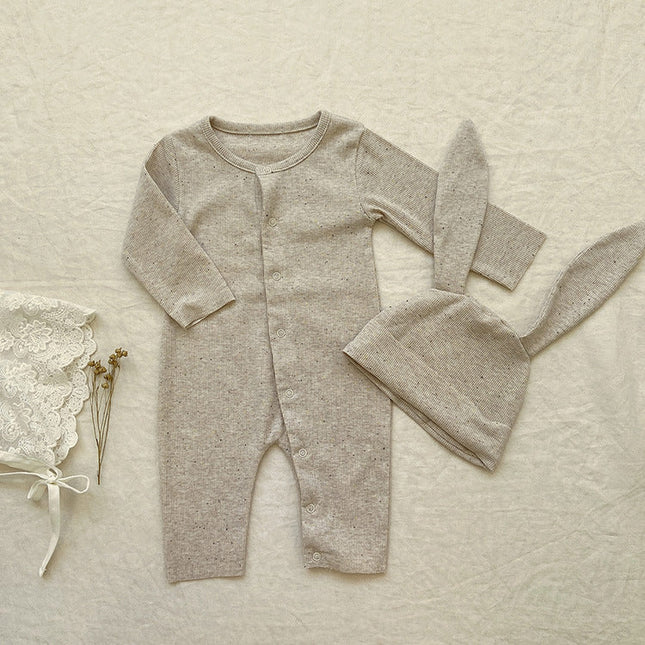 Baby Solid Color Pit Strip Fabric Long Sleeve Onesie Or Jumpsuit (Without Hat) by MyKids-USA™
