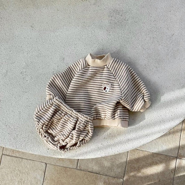 Baby Striped Pattern Hoodies Combo Triangle Shorts Sets by MyKids-USA™