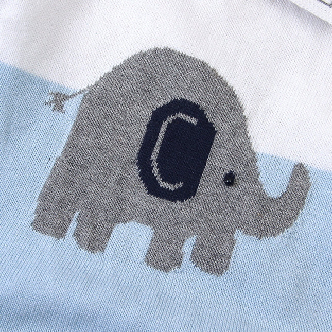 Baby Boy 1pcs Elephant Embroidered Graphic Contrast Design Crotch Romper by MyKids-USA™