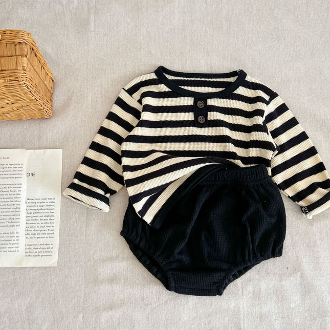 Baby Striped Pattern Long Sleeve Tops & Triangle Shorts 1 Pieces Sets by MyKids-USA™