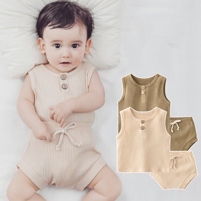 Baby Soft Cotton Sleeveless Vest With Shorts Sets by MyKids-USA™