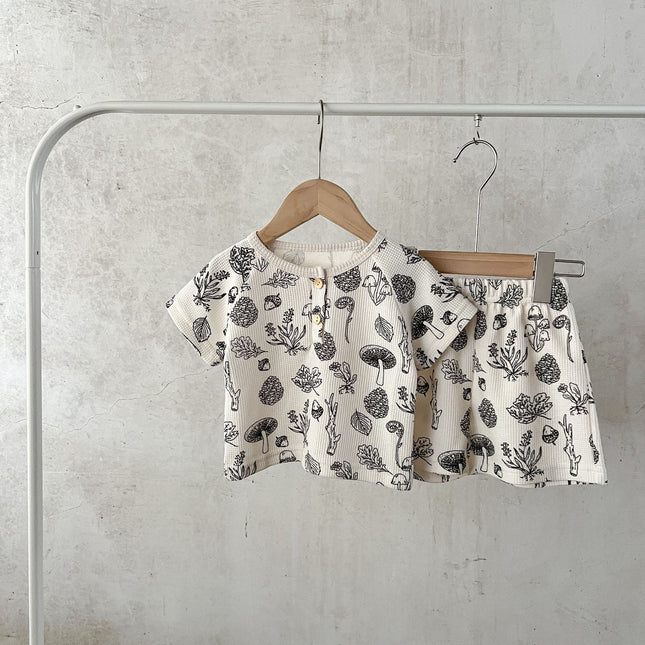 Baby Print Pattern Multi-Style Waffle Fabric Shorts Sets by MyKids-USA™