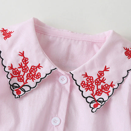Baby Girl Embroidered Pattern Bubble Sleeve Design Short-Sleeved Cardigan Onesies by MyKids-USA™