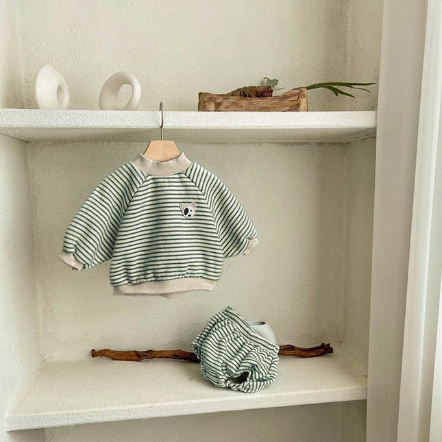 Baby Striped Pattern Hoodies Combo Triangle Shorts Sets by MyKids-USA™