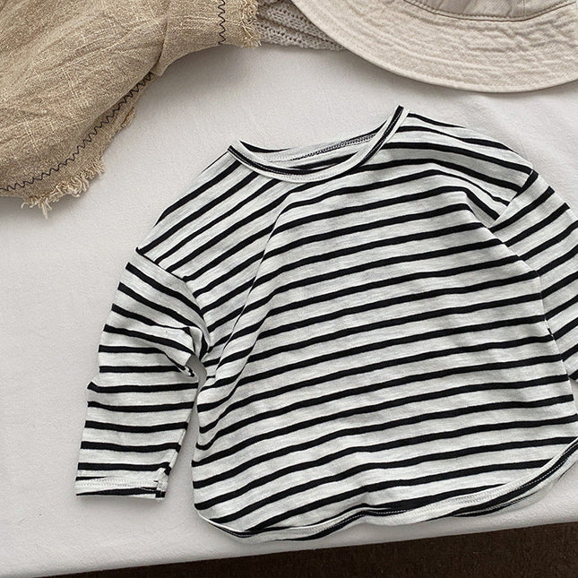 Baby Striped Graphic Long Sleeve Soft Cotton Loose Shirt by MyKids-USA™
