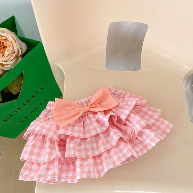 Baby Girl Cherry Laple Neck Shirt With Plaid Skirt Sets by MyKids-USA™