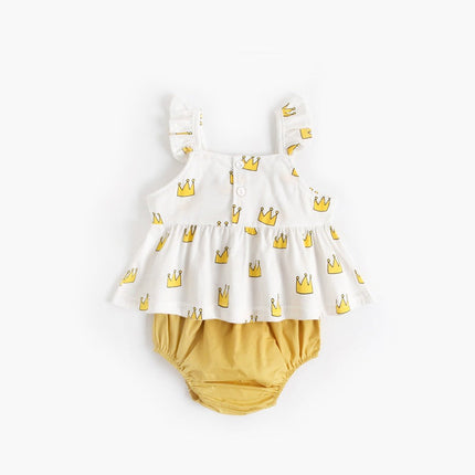 Baby Girl Printed Pattern Ruffle Design Sleeveless Tops Combo Shorts Sets by MyKids-USA™