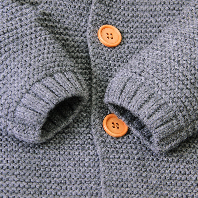 Baby Baby Cable Knitted Pattern Button Front Design Long Sleeve Warm Rompers & Hat by MyKids-USA™