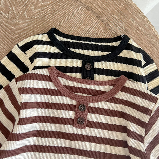 Baby Striped Pattern Long Sleeve Tops & Triangle Shorts 1 Pieces Sets by MyKids-USA™