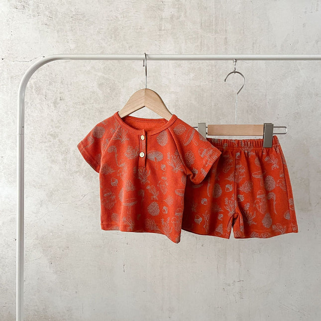 Baby Print Pattern Multi-Style Waffle Fabric Shorts Sets by MyKids-USA™