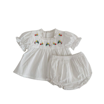 Baby Girl Floral Embroidered Pattern Tops With Shorts Sets by MyKids-USA™